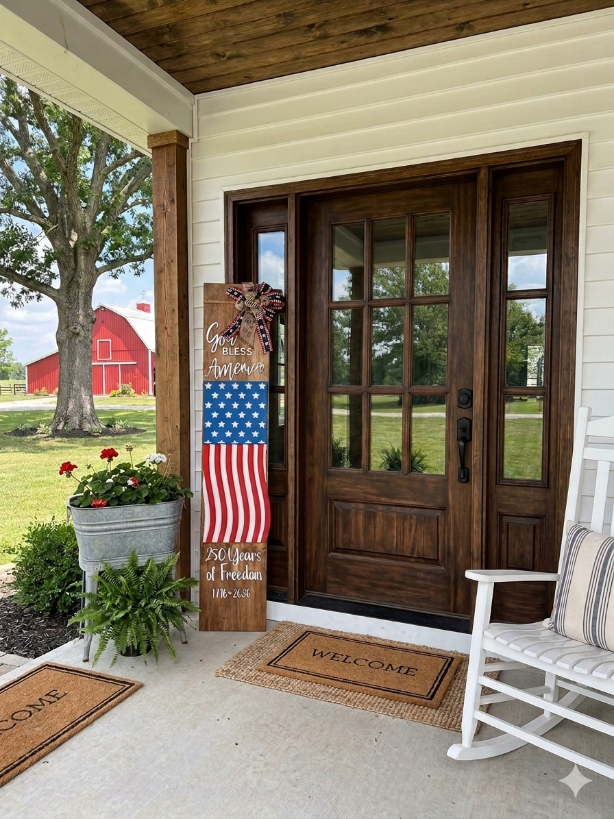 God Bless America Porch Leaner